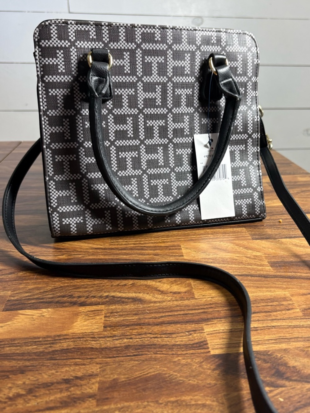 Tommy Hilfiger Brown & White Monogram Tote Bag - Picture 2 of 11